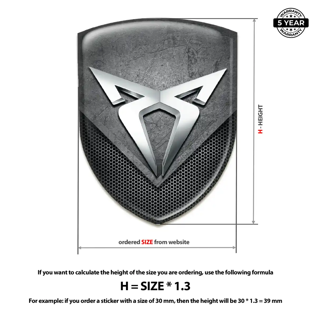 Cupra Resin Domed Sticker Sleek Style