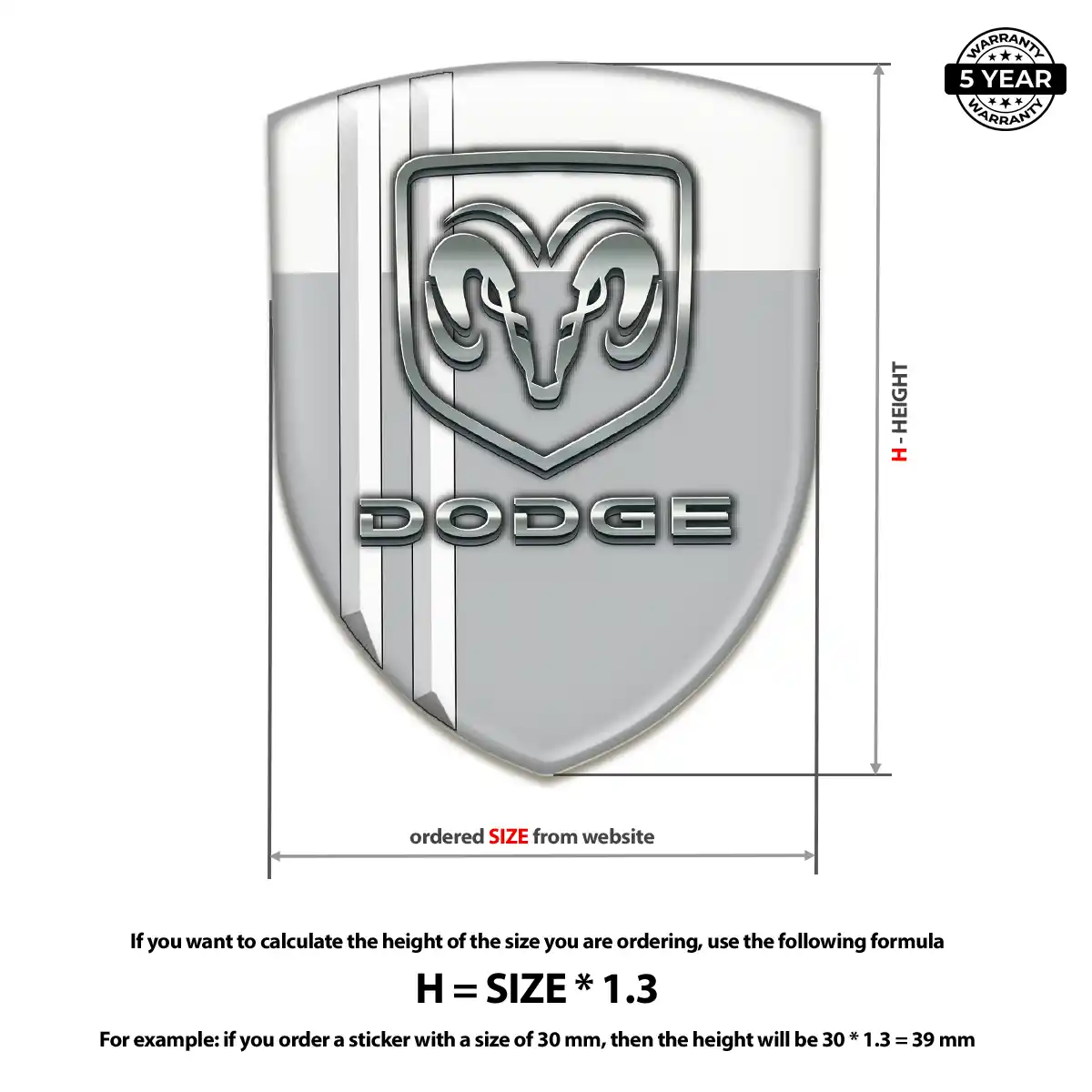 Dodge 3D Domed Sticker Refined Design