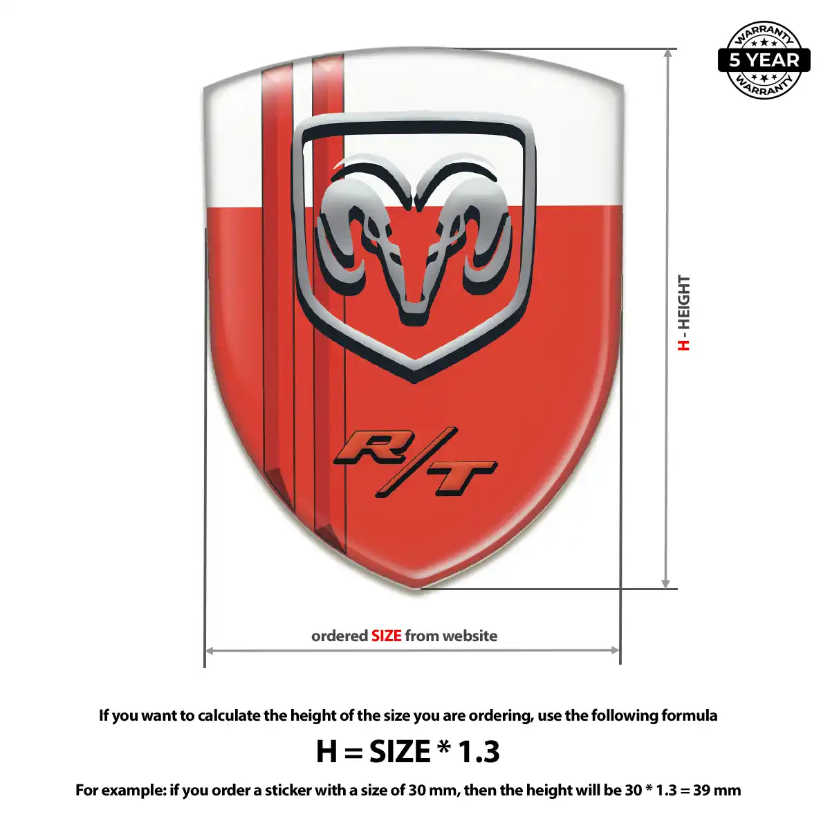 Dodge 3D Domed Sticker Sleek Style