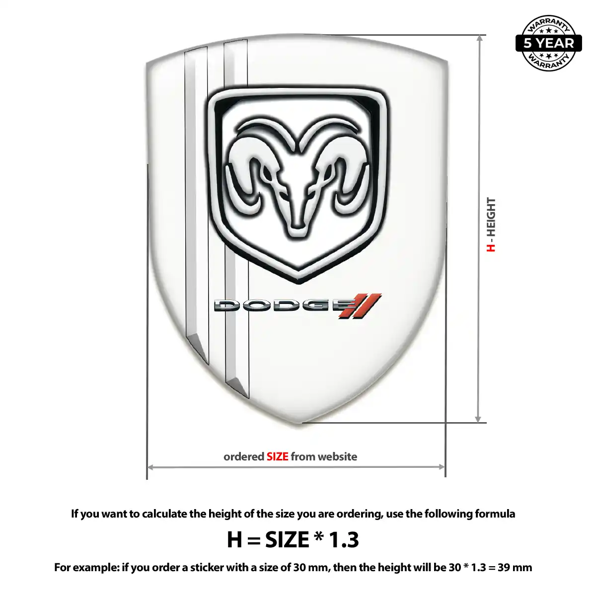 Dodge 3D Gel Sticker Refined Design