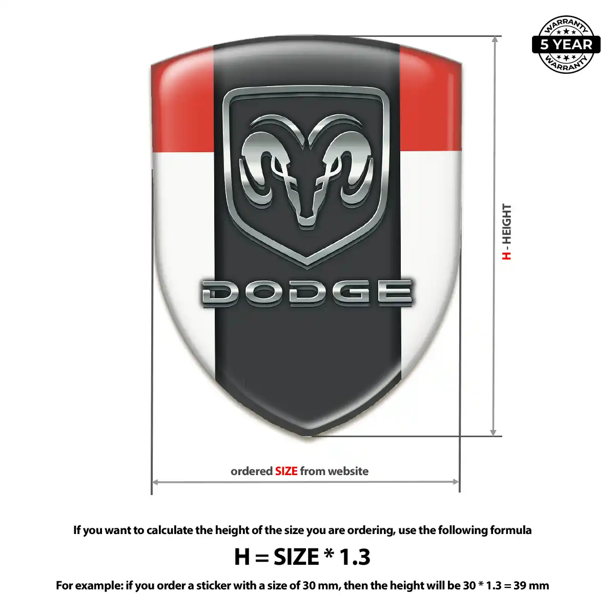 Dodge 3D Gel Sticker Sleek Style