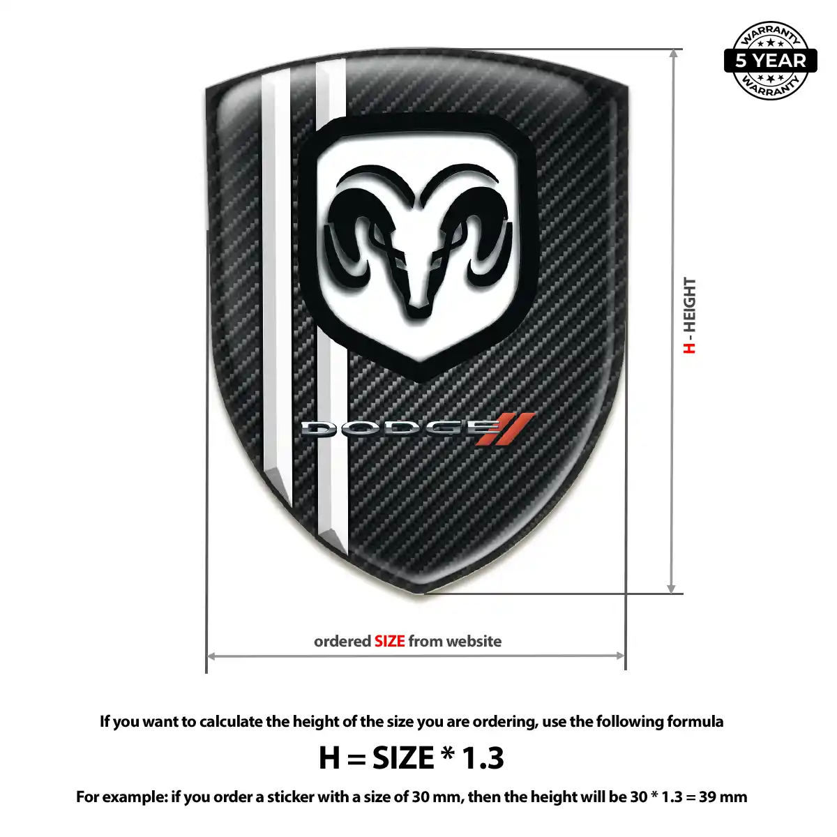 Dodge 3D Resin Sticker Refined Design