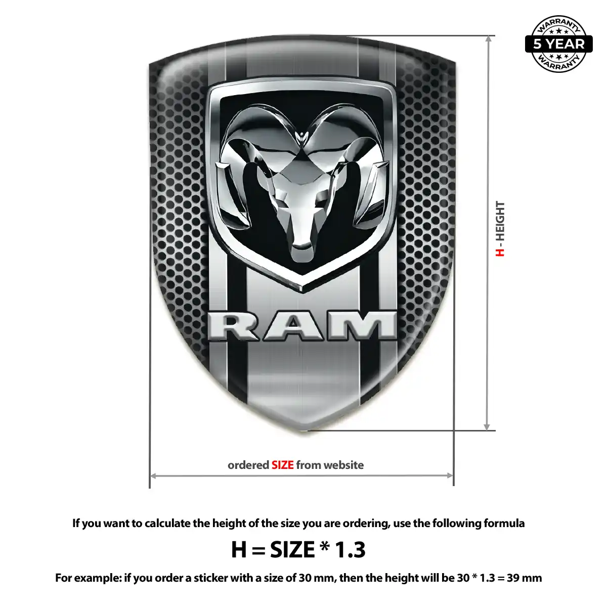 Dodge 3D Resin Sticker Sleek Style