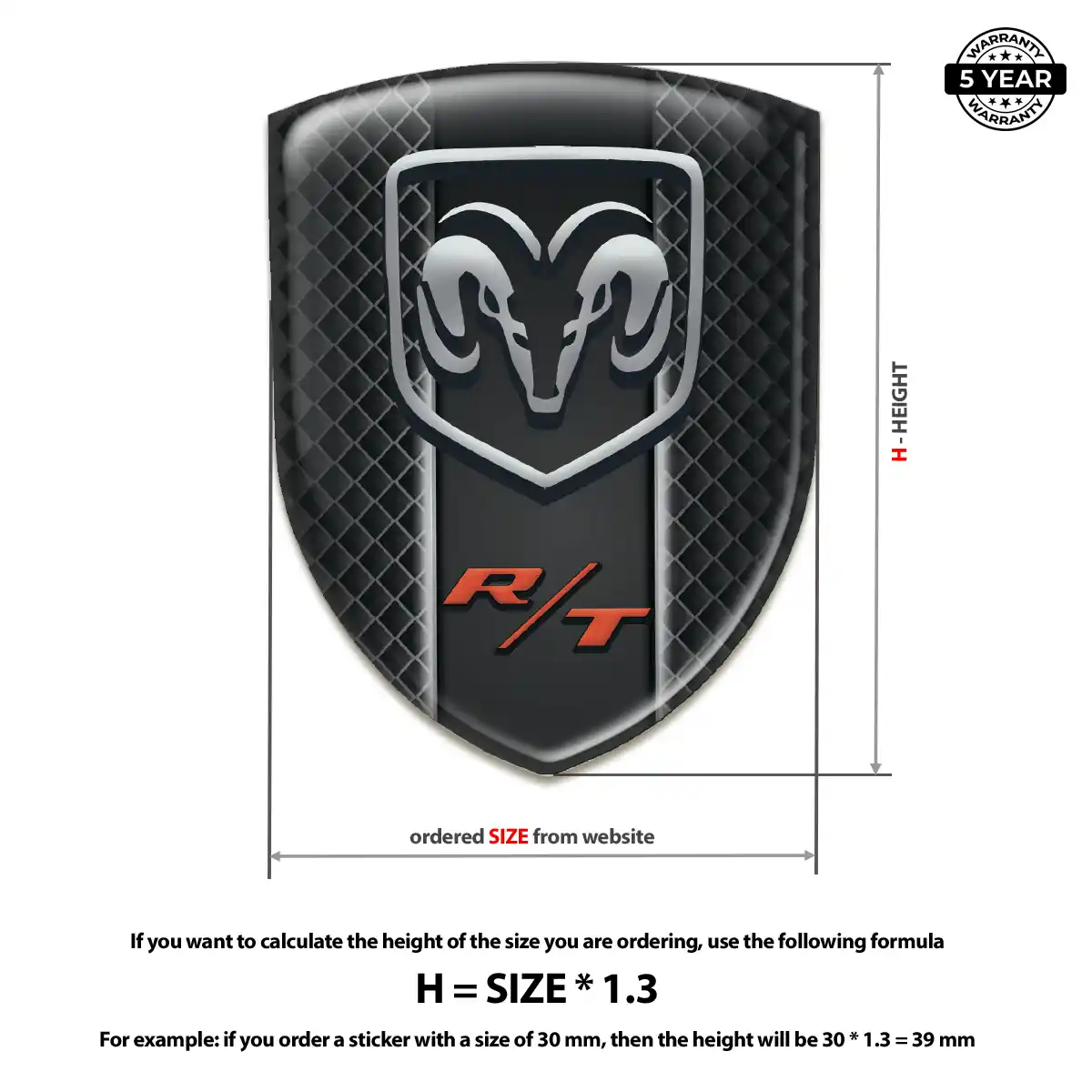 Dodge Automotive Resin Decal Refined Design