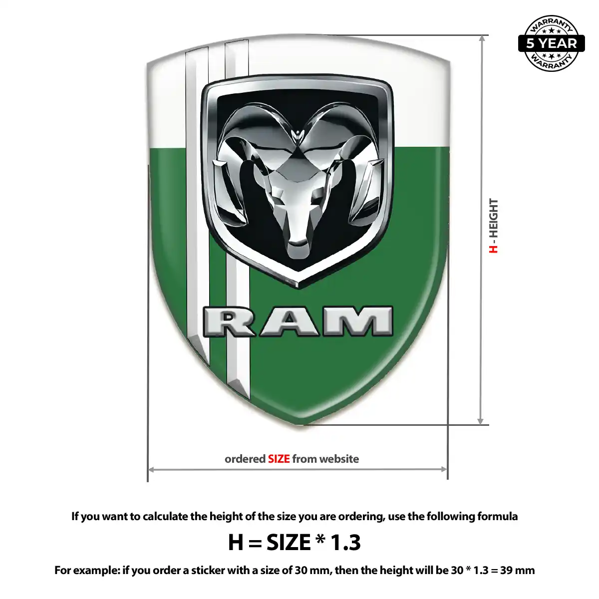 Dodge Epoxy Domed Sticker Refined Design