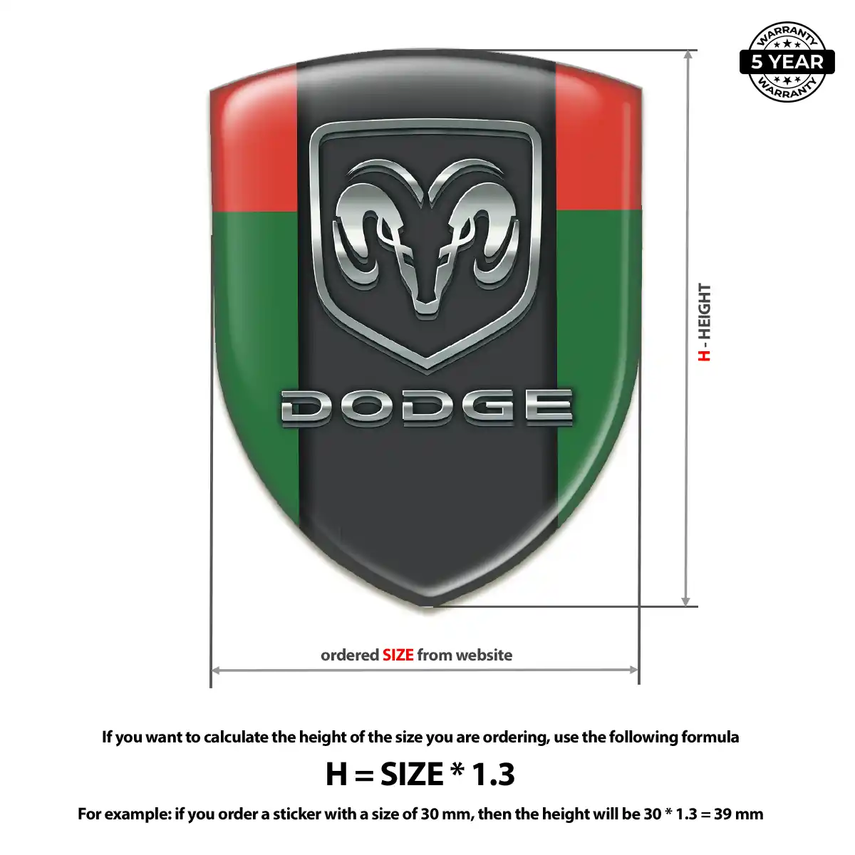 Dodge Epoxy Domed Sticker Sleek Style