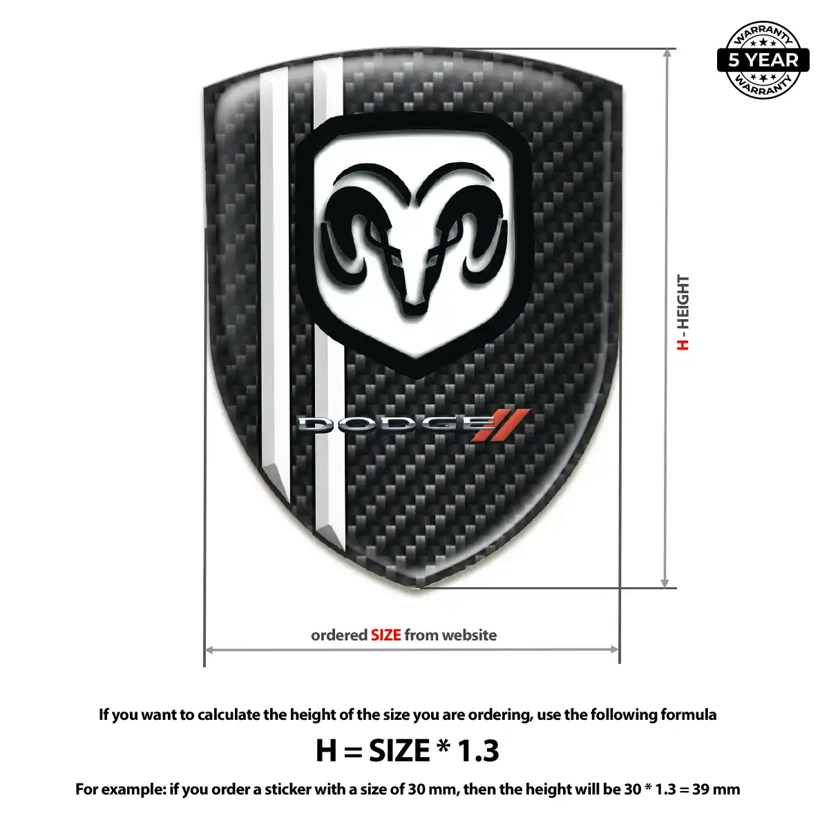 Dodge Gel Emblem Sticker Refined Design