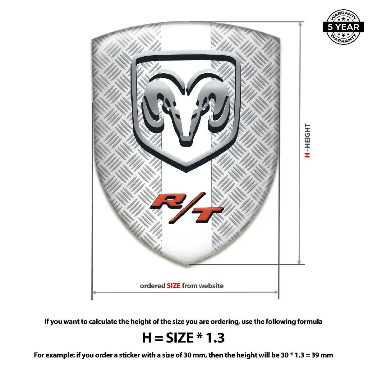 Dodge Polyurethane Domed Sticker Refined Design