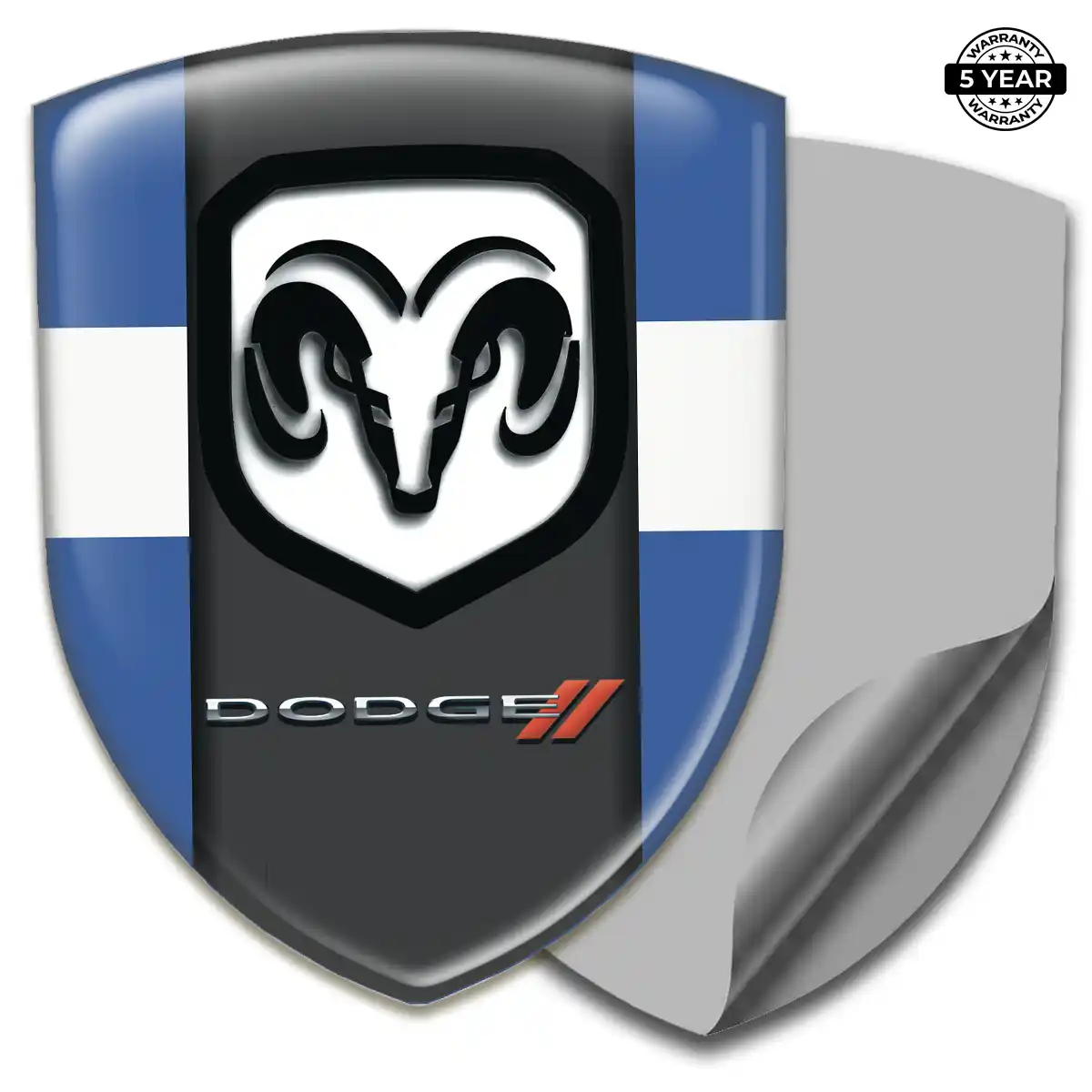 Dodge Polyurethane Domed Sticker Sleek Style