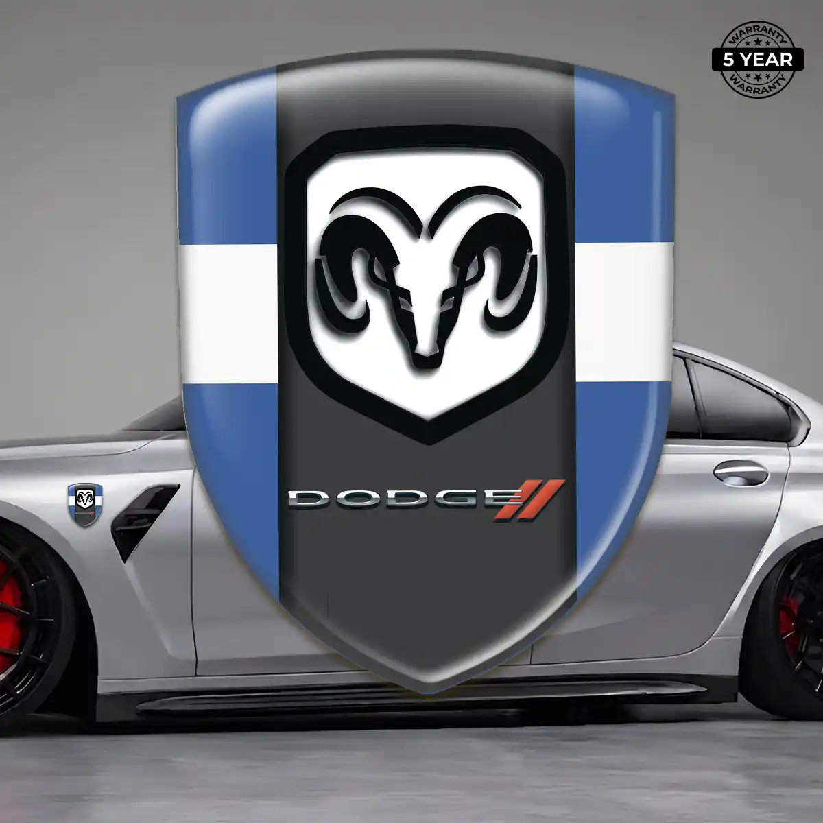 Dodge Polyurethane Domed Sticker Sleek Style