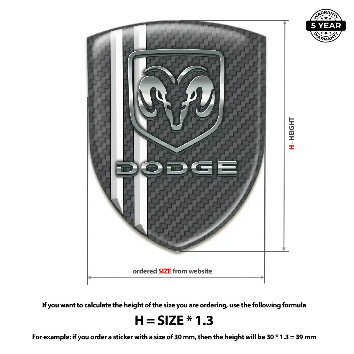 Dodge Resin Badge Sticker Sleek Style