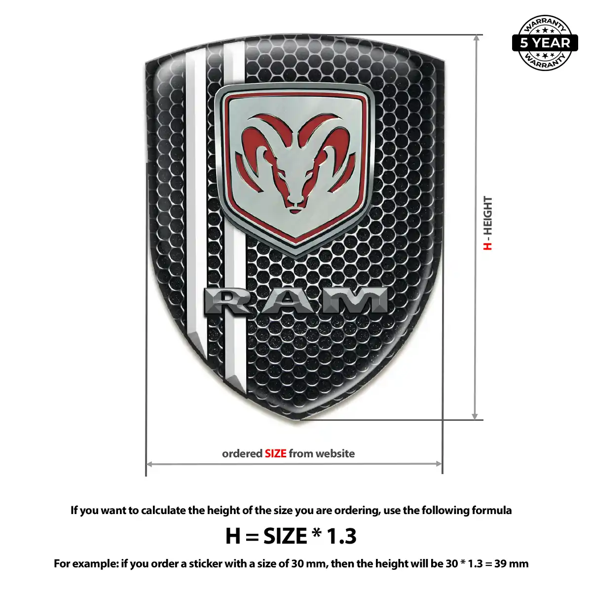 Dodge Resin Domed Sticker Refined Design
