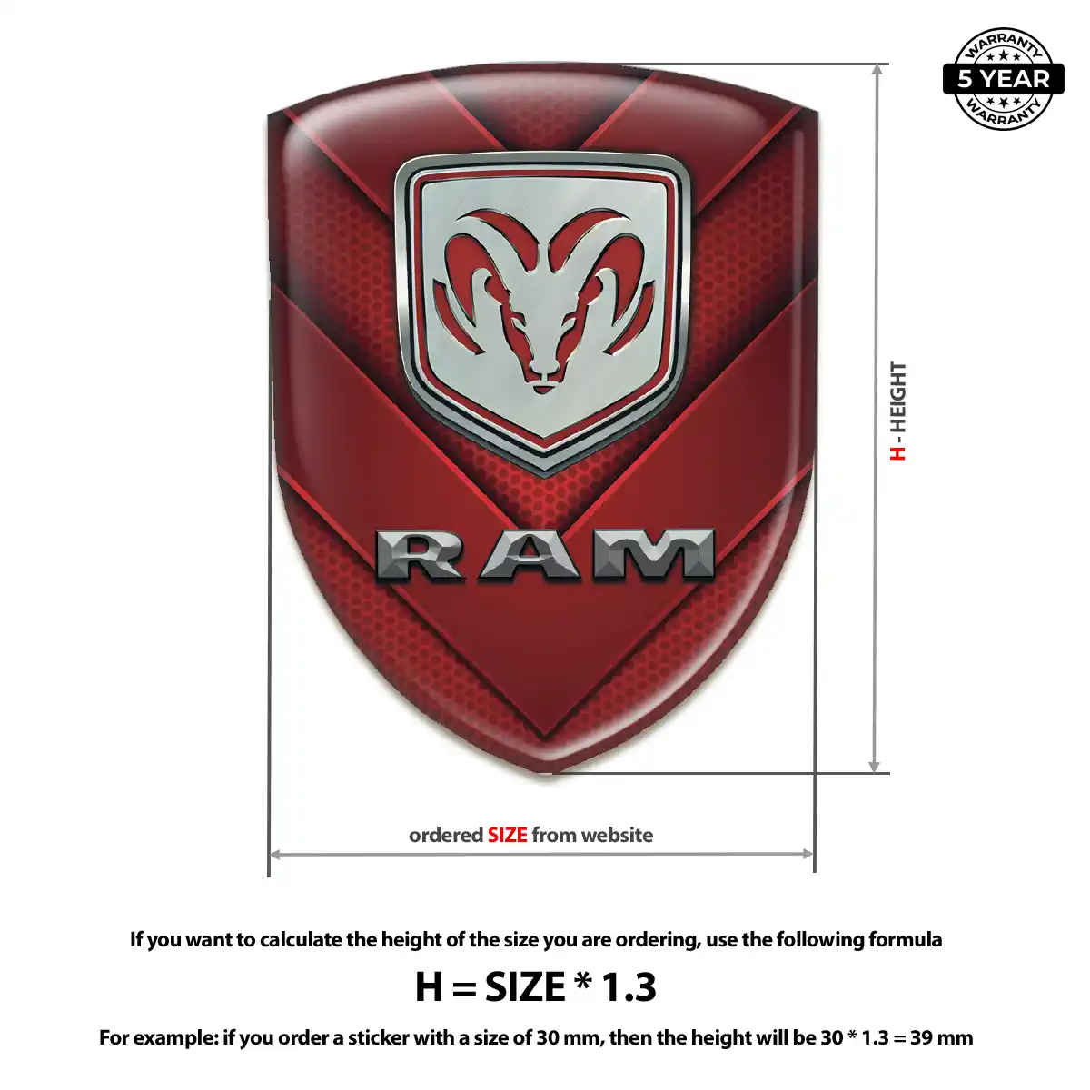 Dodge Resin Domed Sticker Sleek Style