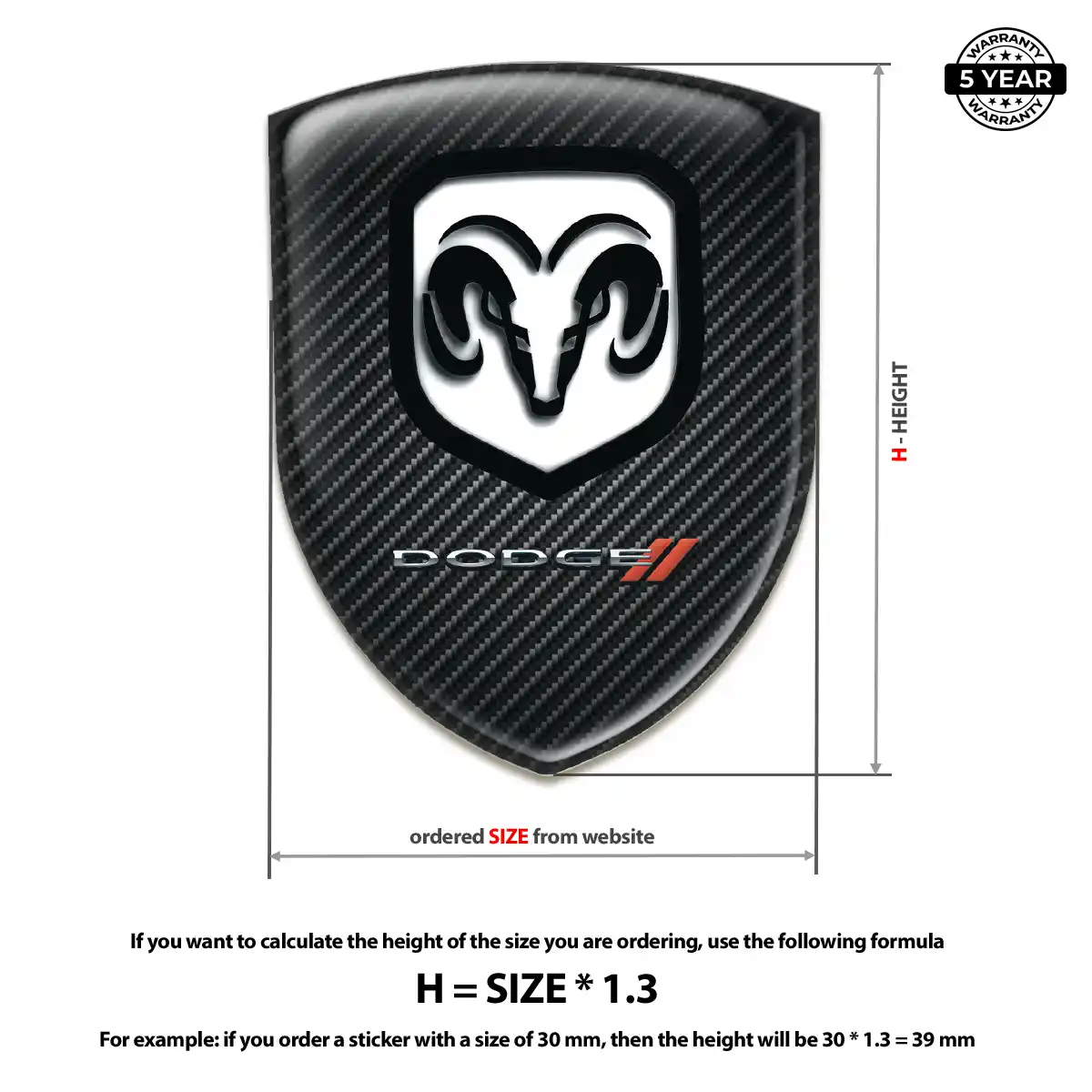 Dodge Resin Emblem Sticker Refined Design