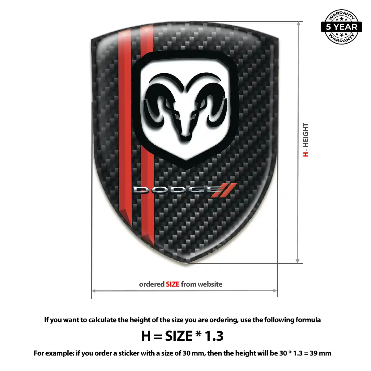 Dodge Self Adhesive Emblem Sticker Refined Design
