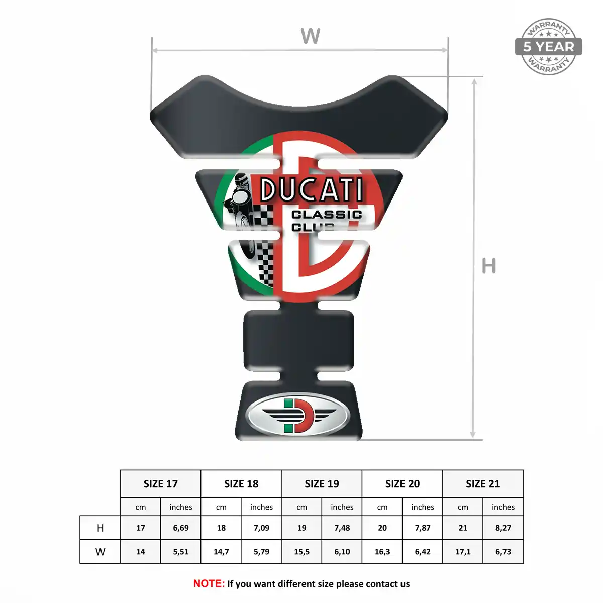 Ducati 3D Domed Tank Pad Elite Finish