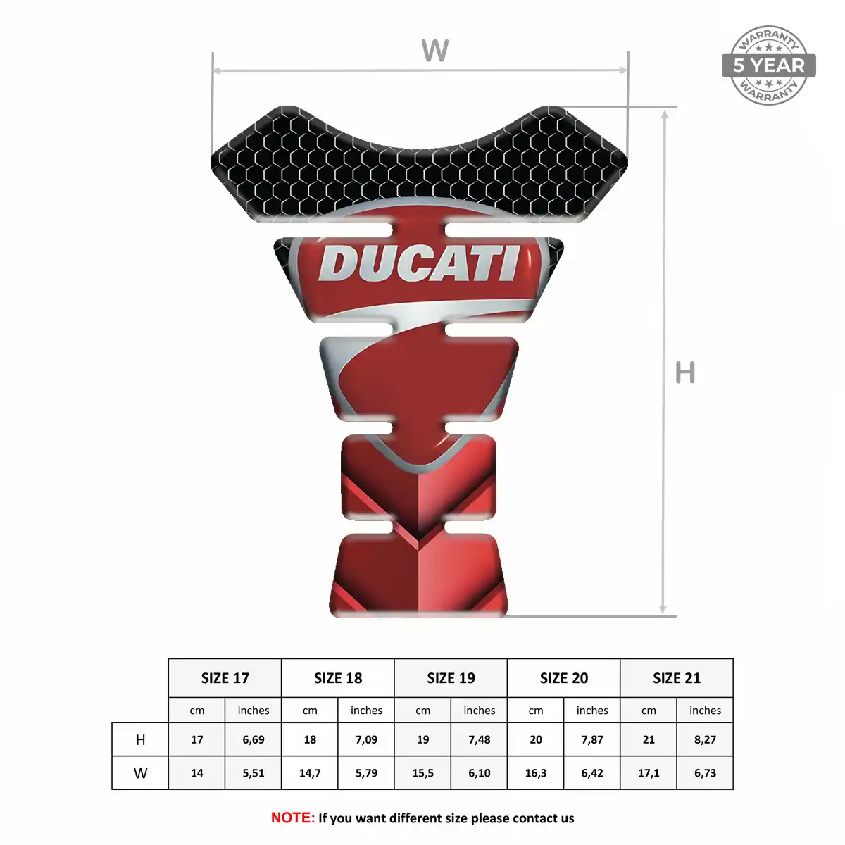 Ducati 3D Domed Tank Pad Sleek Style