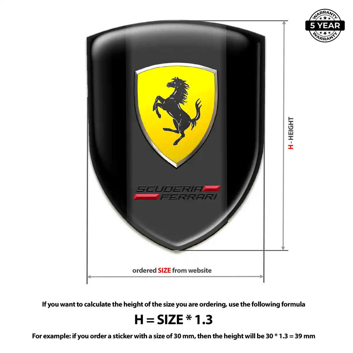 Ferrari 3D Badge Sticker Elite Finish