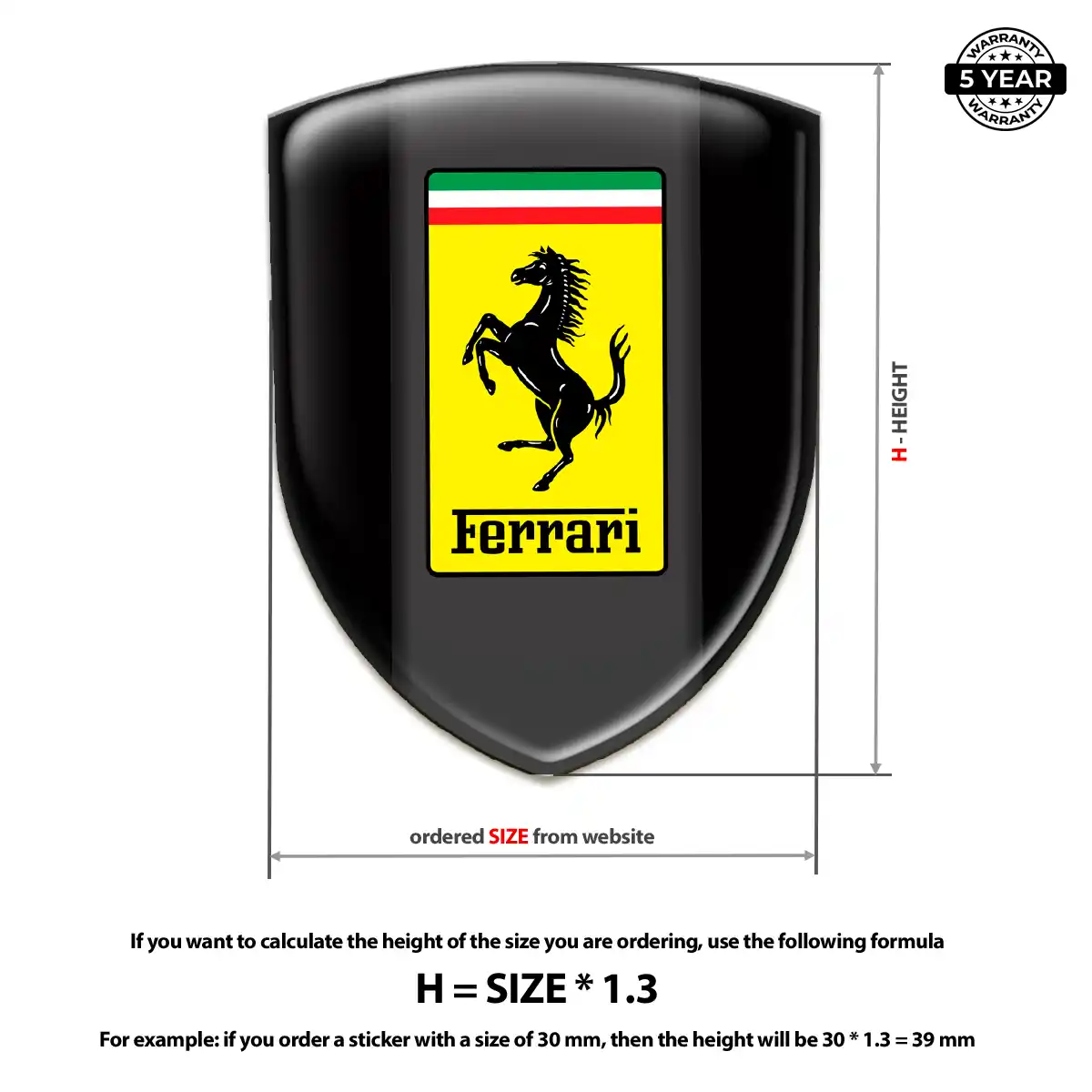 Ferrari 3D Domed Sticker Elite Finish