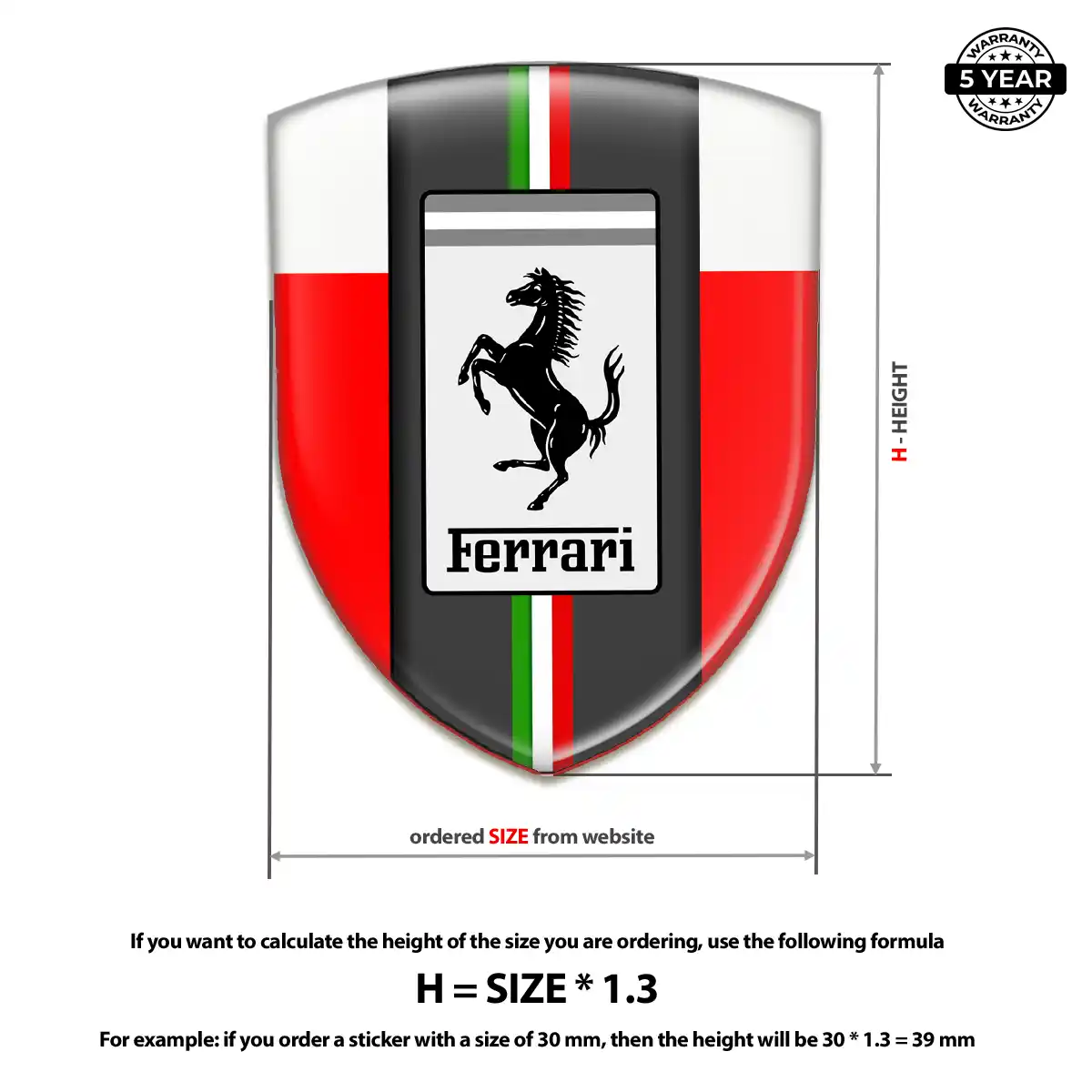 Ferrari 3D Domed Sticker Sleek Style