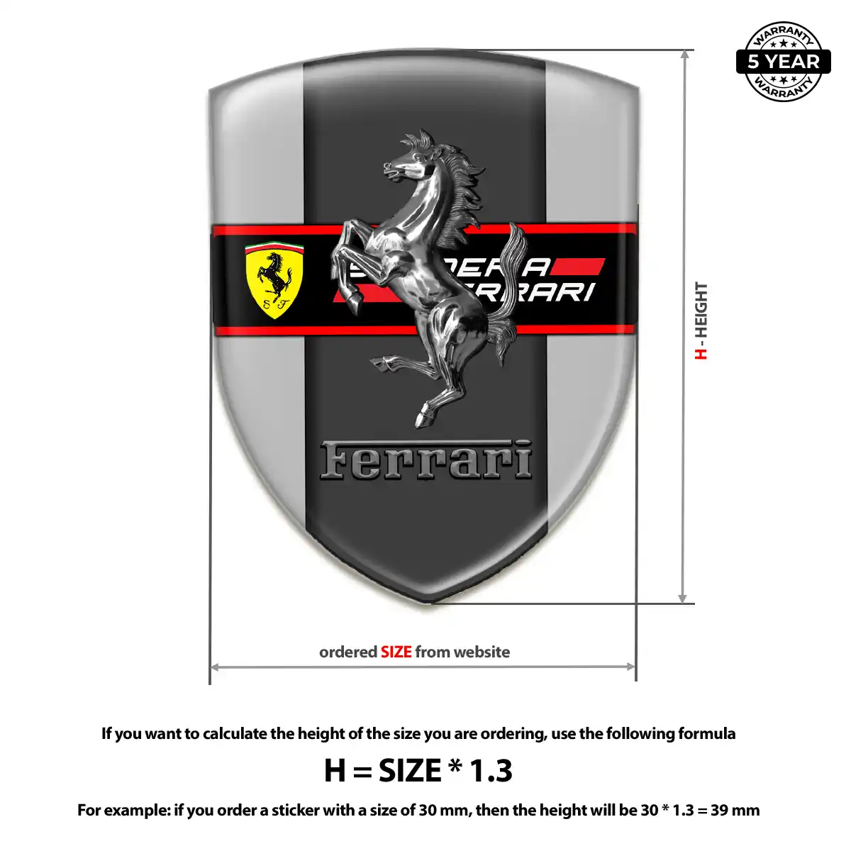 Ferrari 3D Emblem Sticker Elite Finish