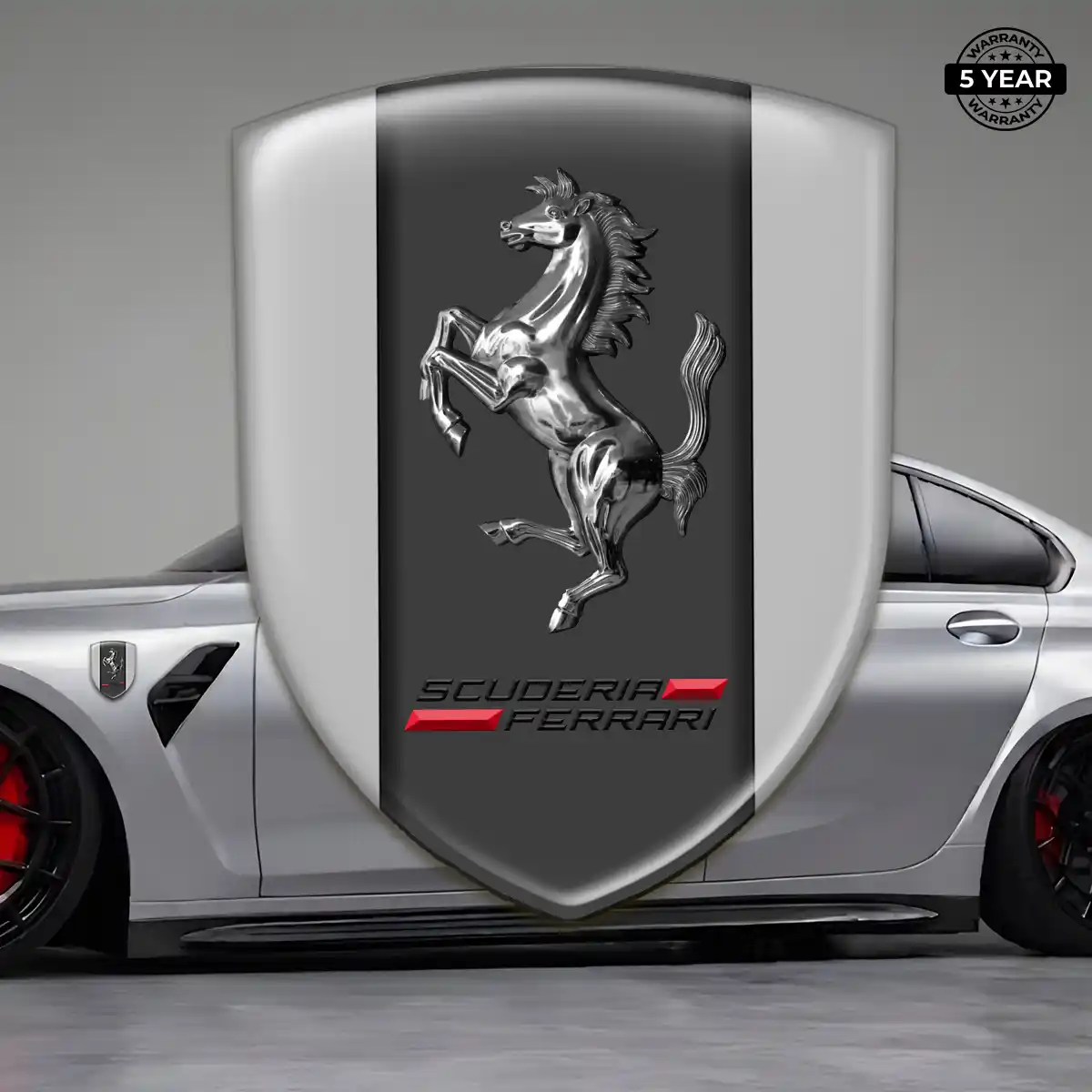 Ferrari 3D Emblem Sticker Sleek Style