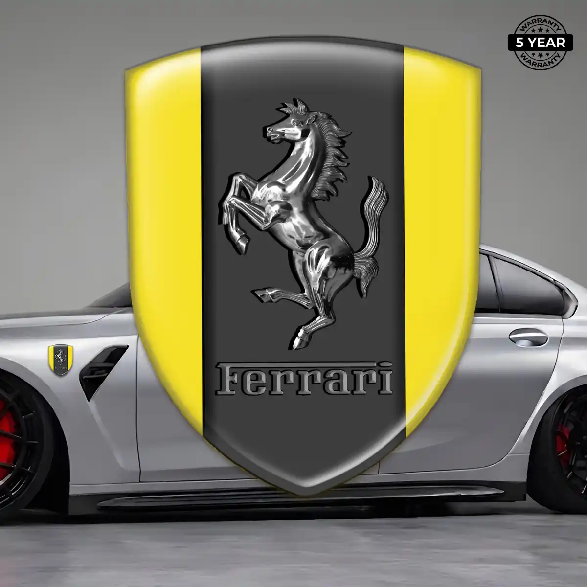 Ferrari 3D Logo Sticker Sleek Style