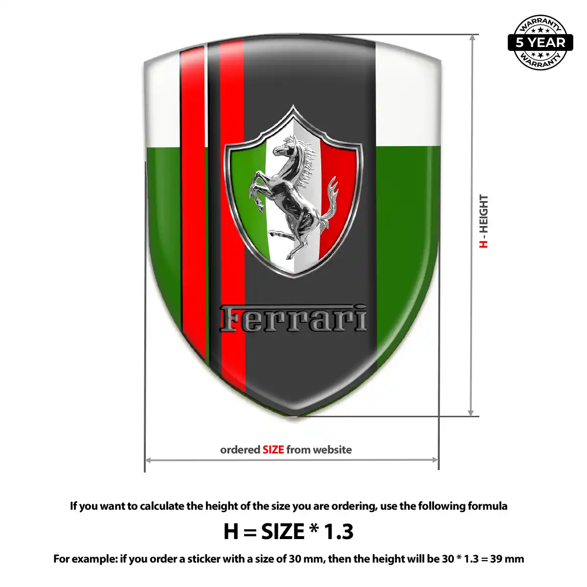 Ferrari 3D Resin Sticker Refined Design