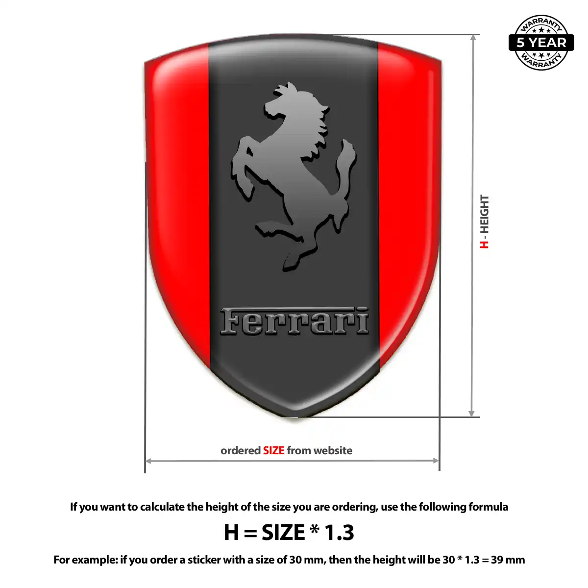 Ferrari 3D Resin Sticker Sleek Style