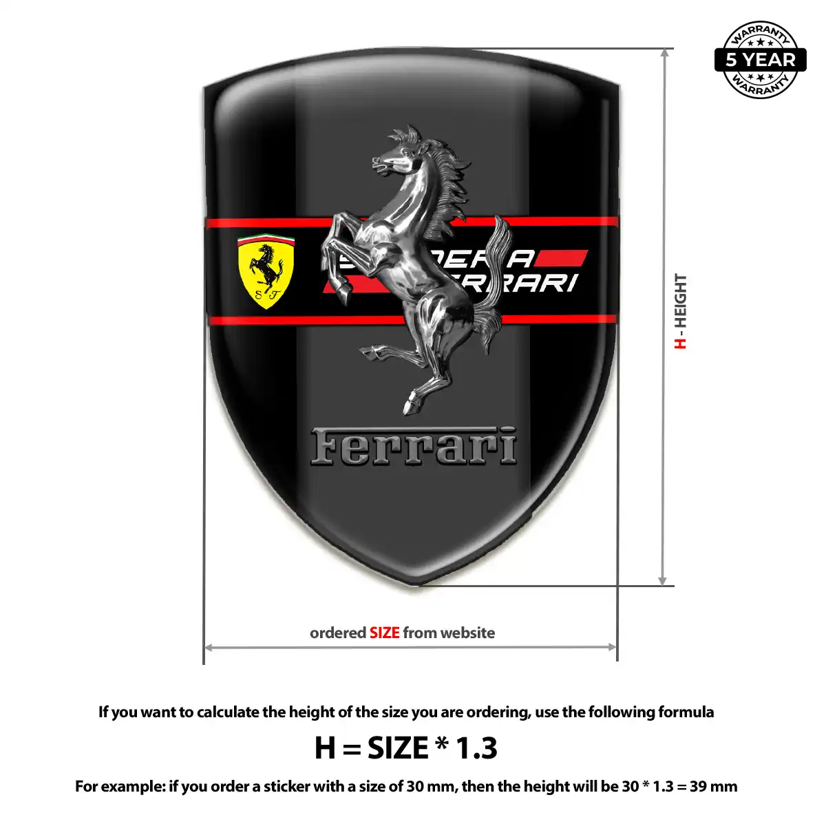 Ferrari Automotive Resin Decal Elite Finish