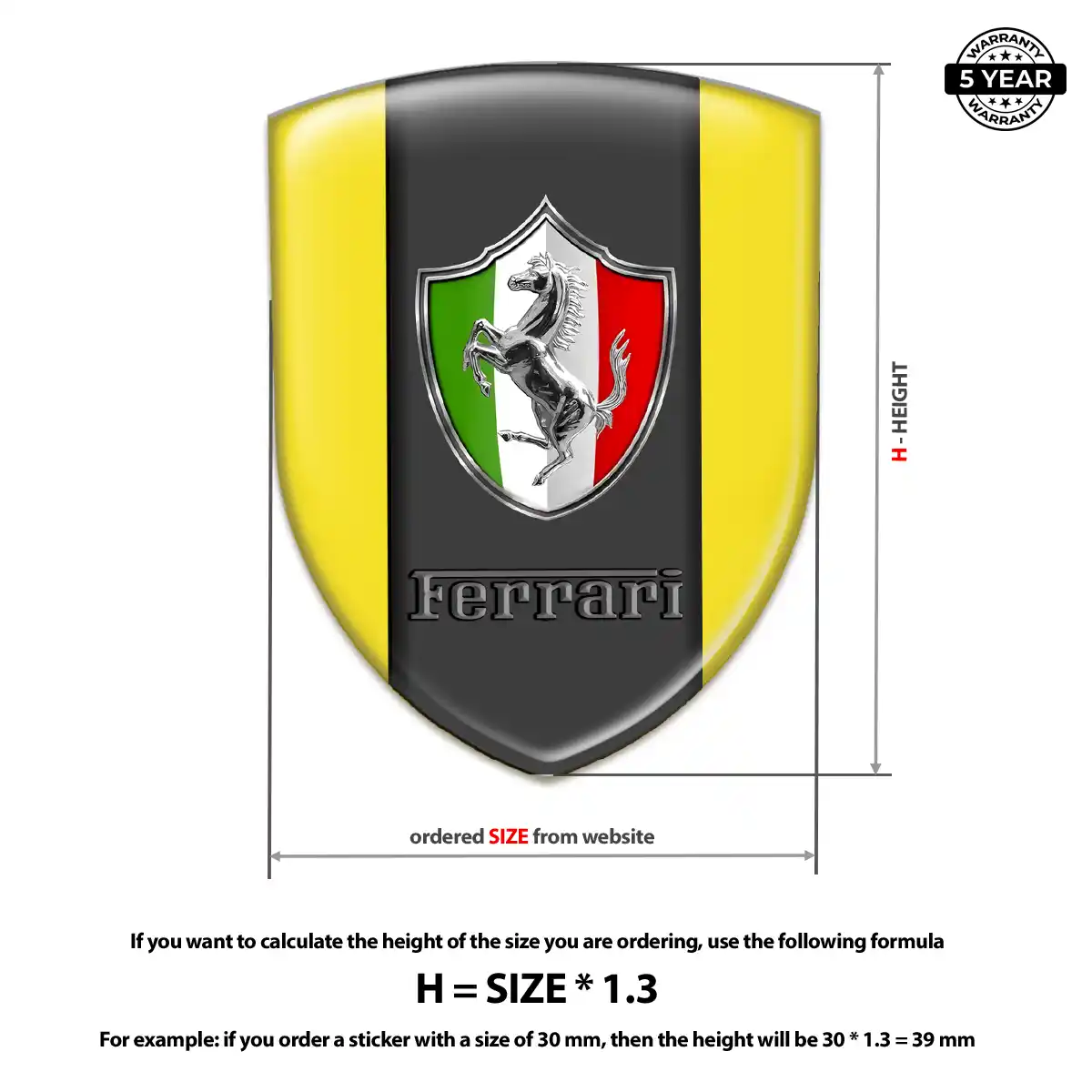 Ferrari Automotive Resin Decal Refined Design