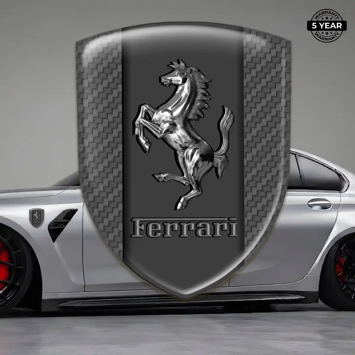 Ferrari Car Emblem Overlay Sleek Style
