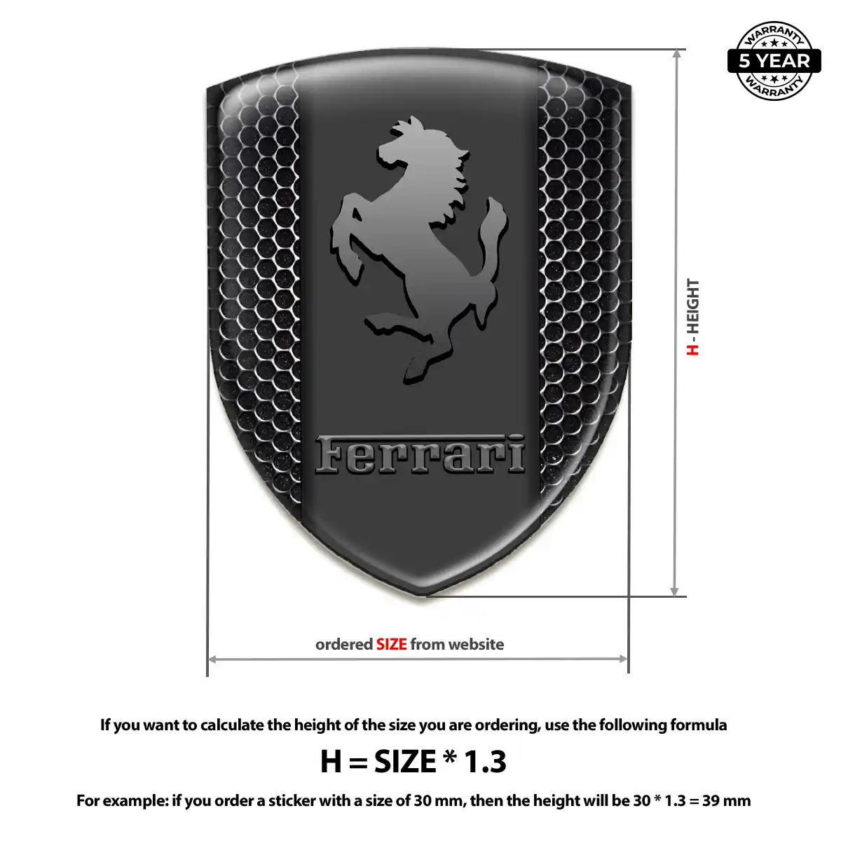 Ferrari Domed Badge Elite Finish