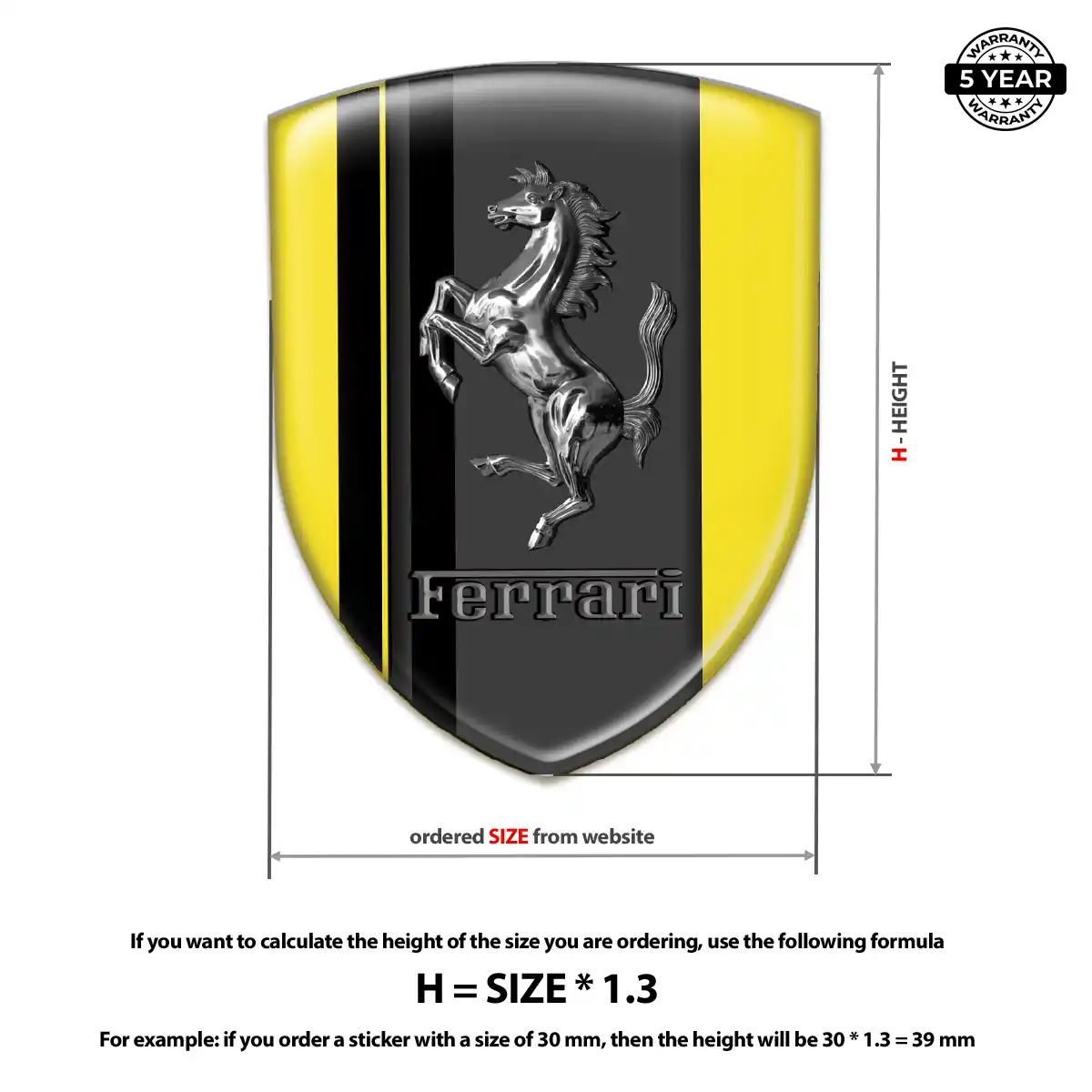 Ferrari Domed Car Sticker Elite Finish
