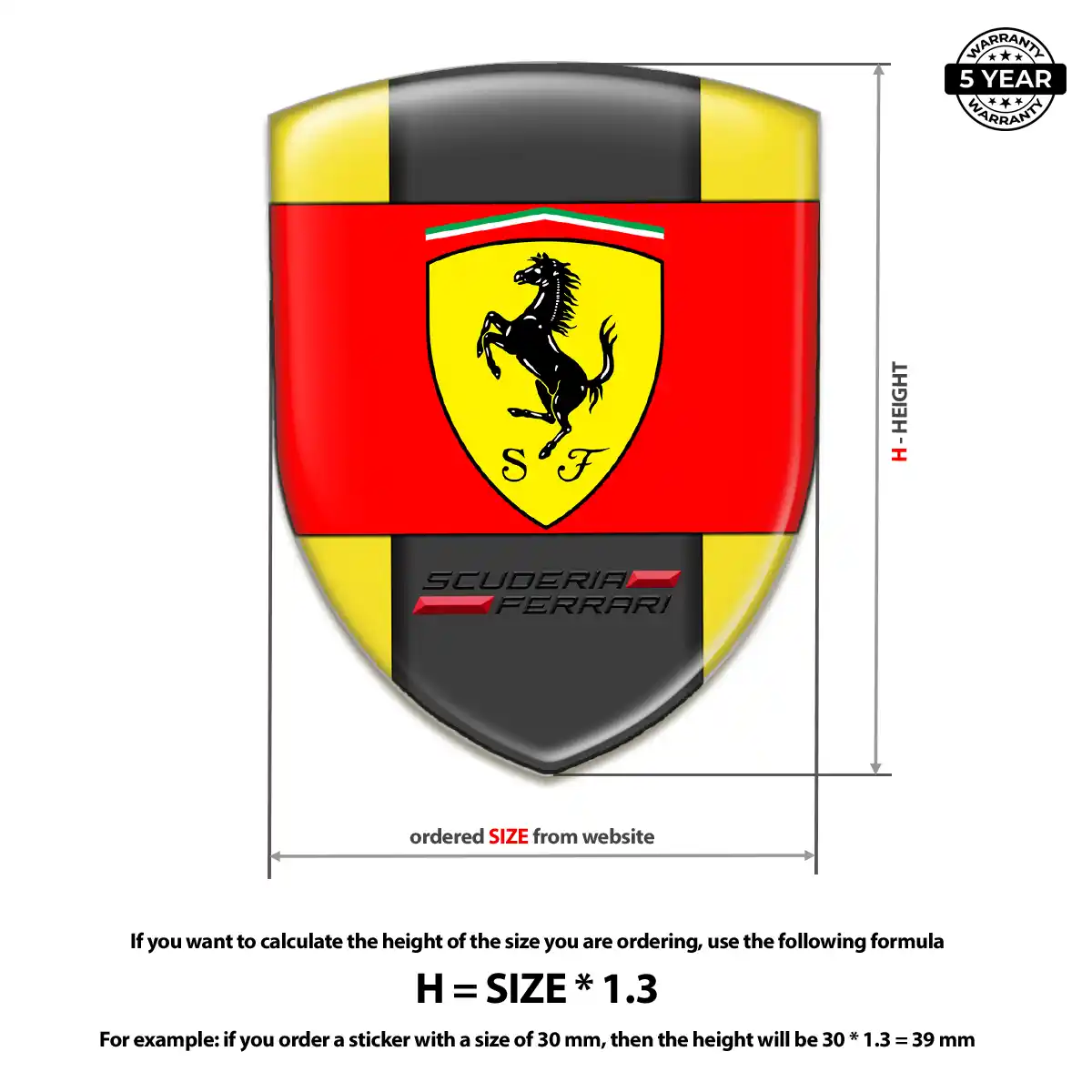 Ferrari Domed Car Sticker Refined Design