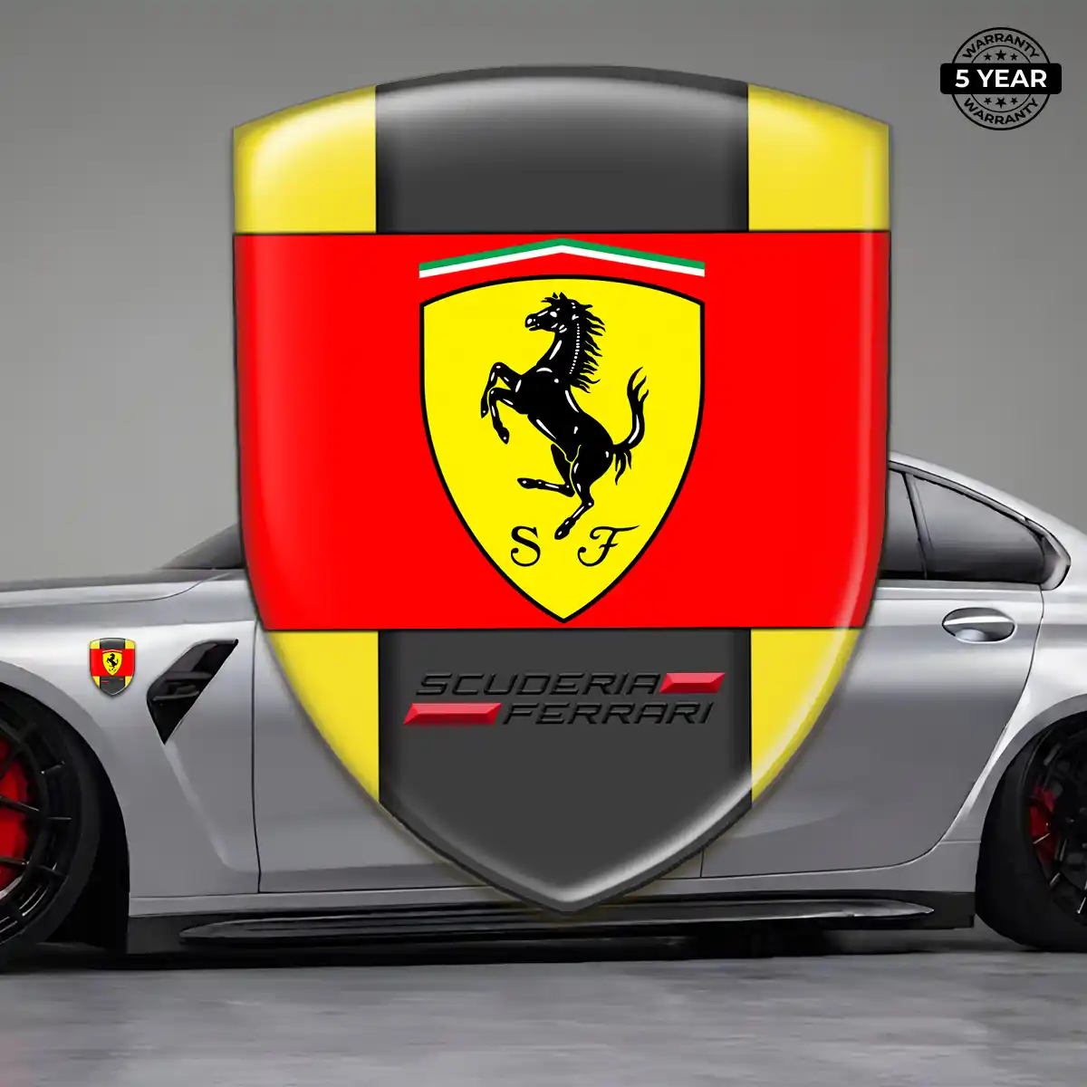 Ferrari Domed Car Sticker Refined Design