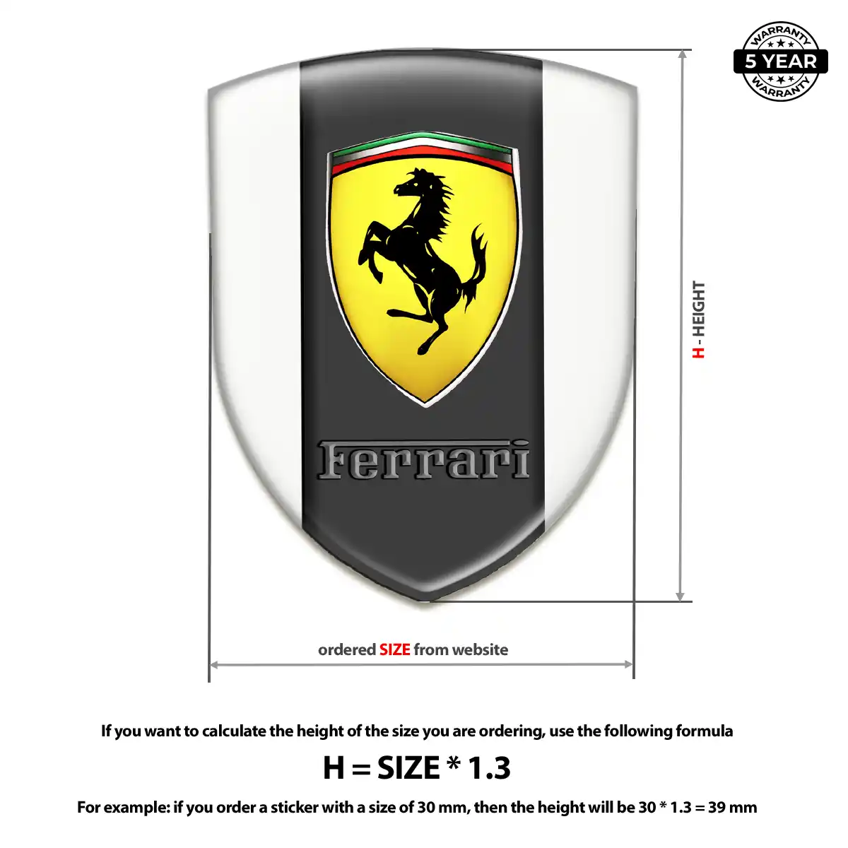 Ferrari Domed Decal Elite Finish