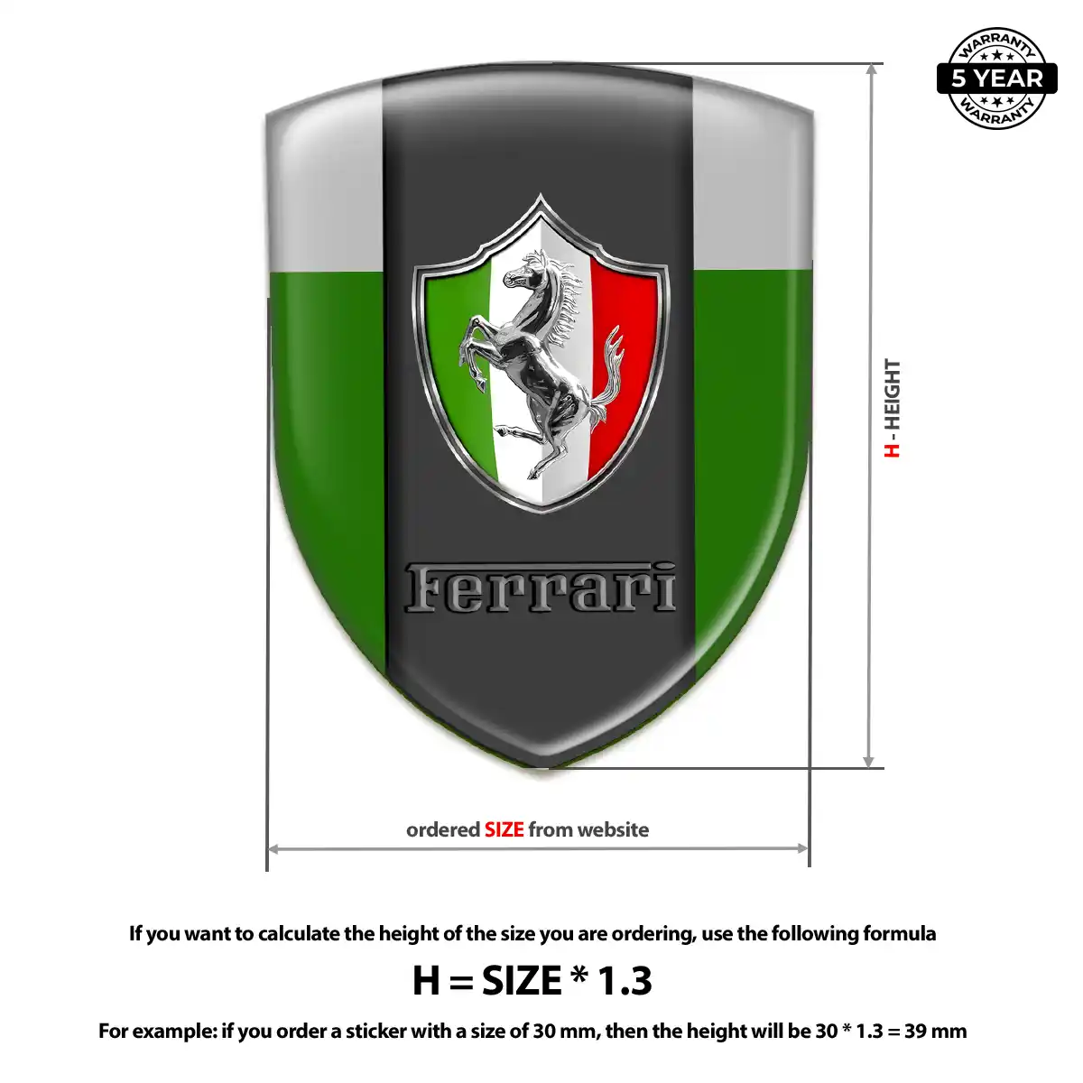 Ferrari Domed Decal Sleek Style