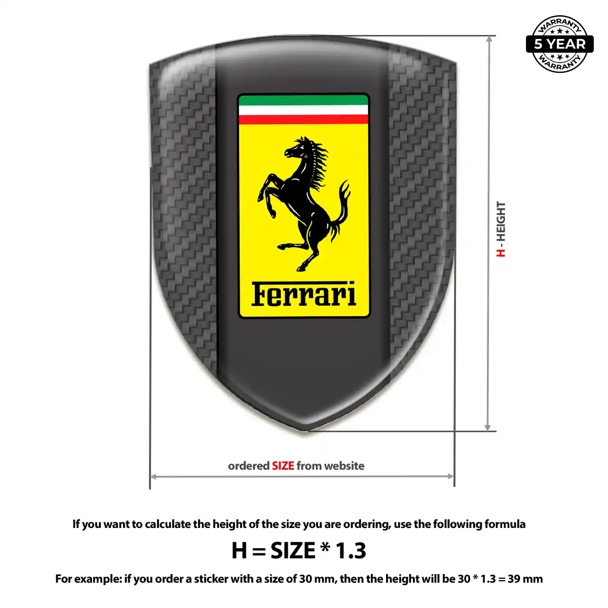 Ferrari Domed Logo Decal Refined Design