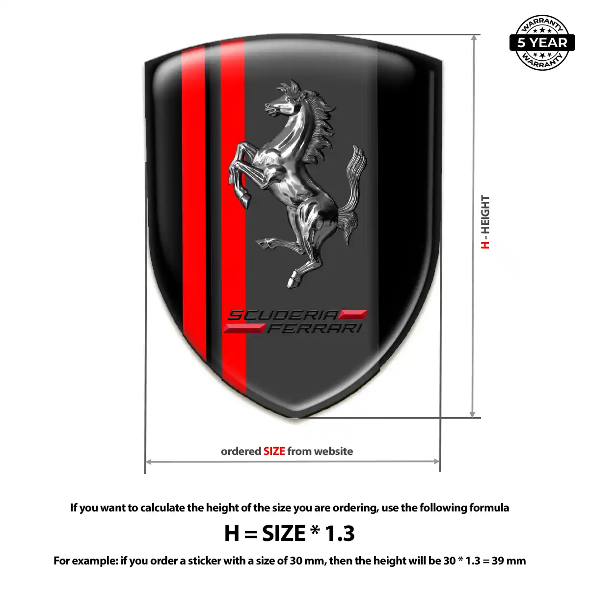 Ferrari Domed Logo Decal Sleek Style
