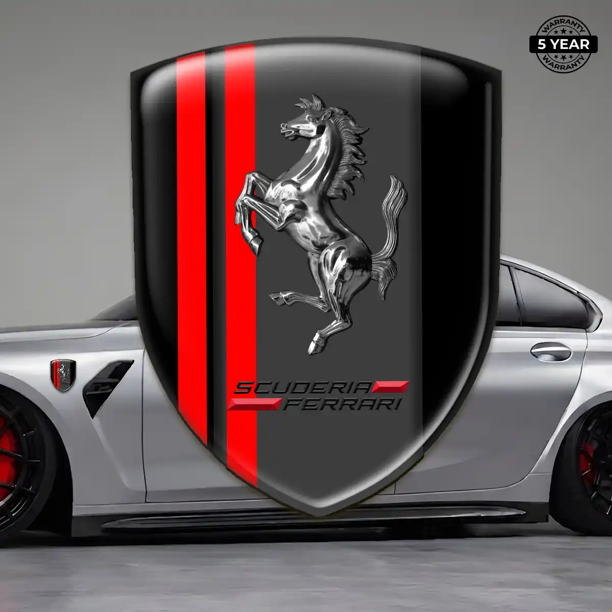 Ferrari Domed Logo Decal Sleek Style