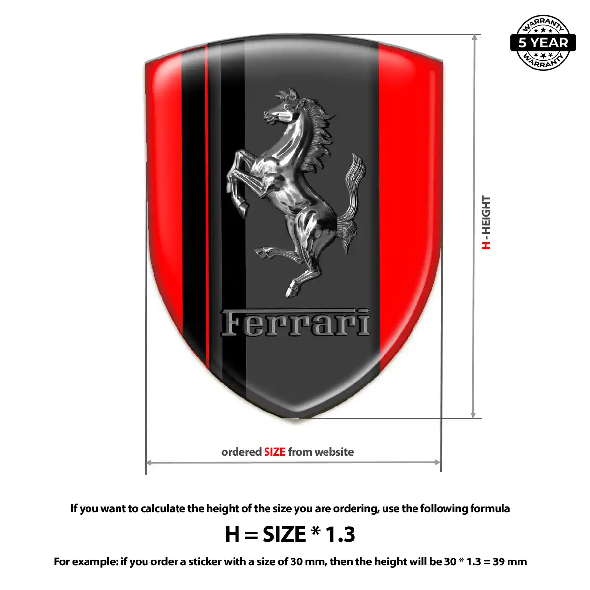 Ferrari Domed Logo Sticker Elite Finish