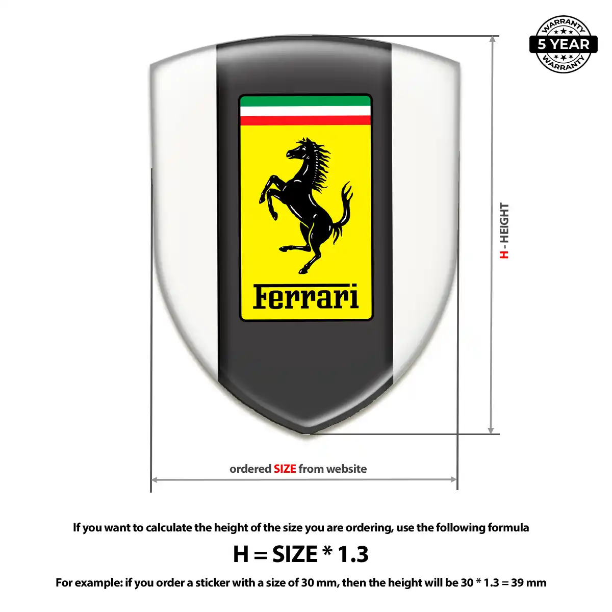 Ferrari Emblem Domed Badge Elite Finish
