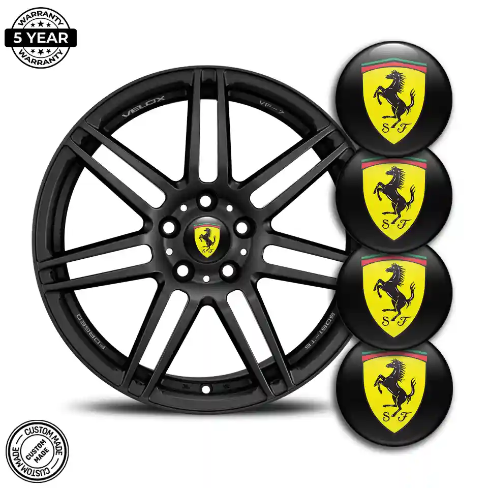 Ferrari Emblem Wheel Center Caps Stylish Design