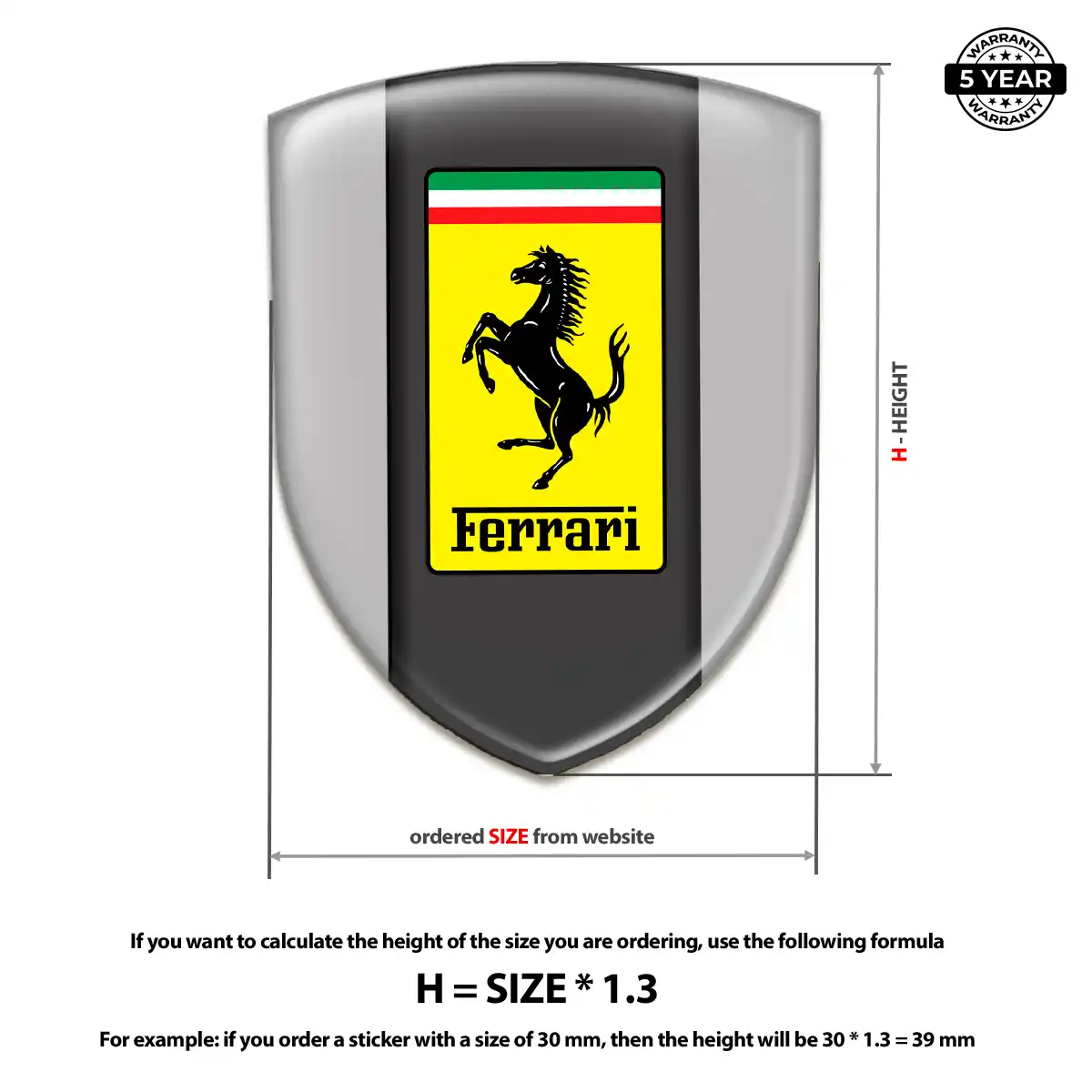 Ferrari Epoxy Domed Sticker Elite Finish