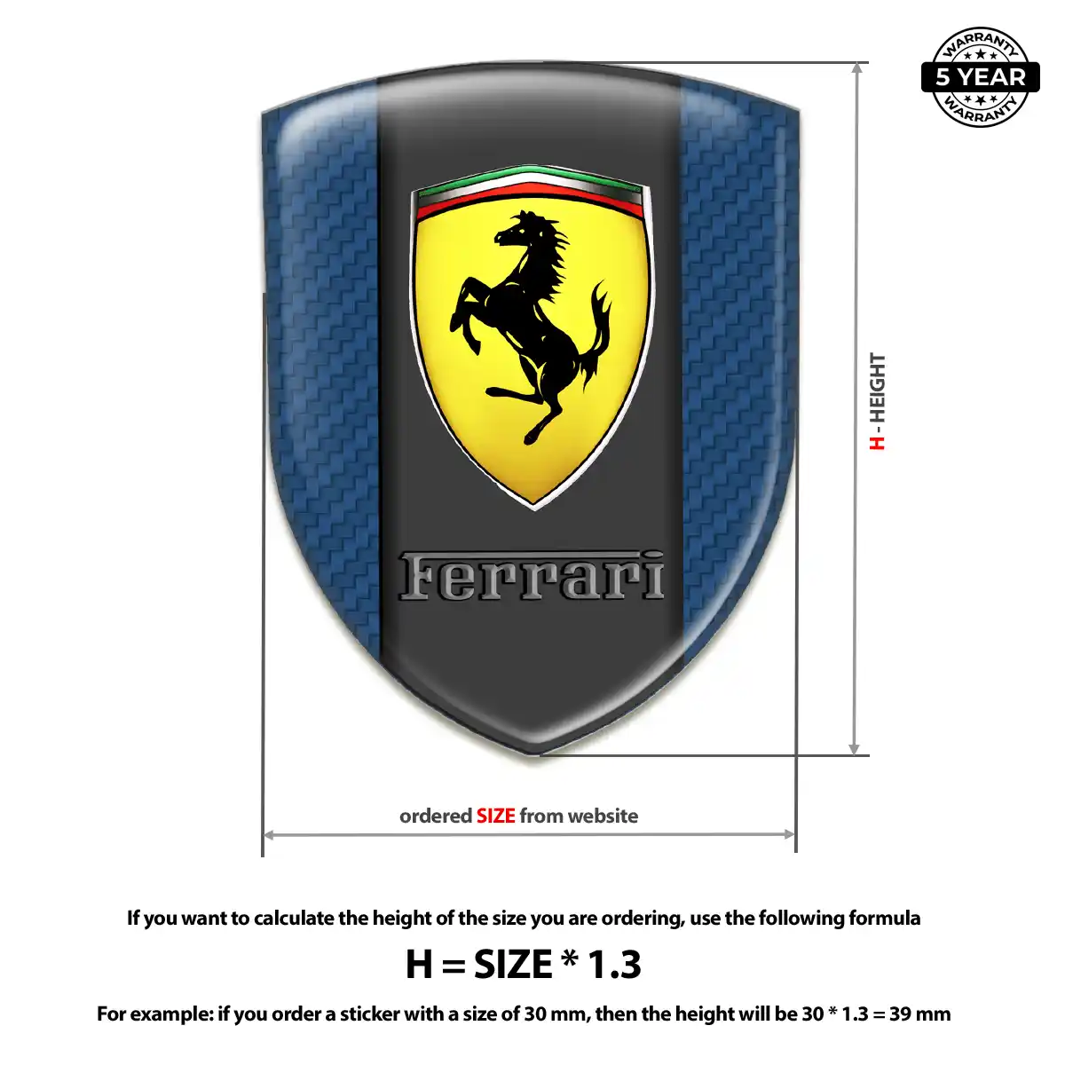 Ferrari Epoxy Domed Sticker Refined Design