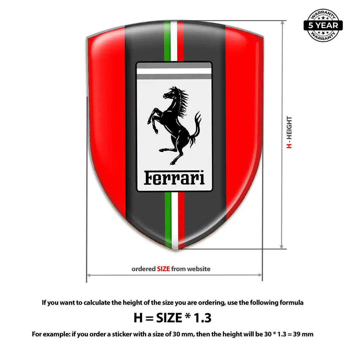 Ferrari Epoxy Domed Sticker Sleek Style
