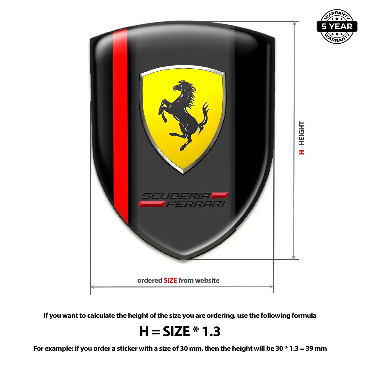 Ferrari Polyurethane Domed Sticker Refined Design