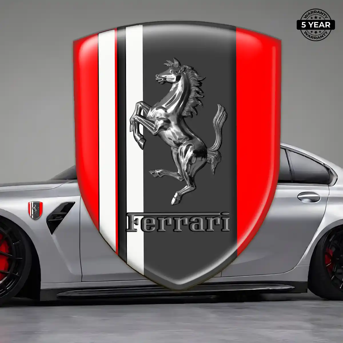 Ferrari Polyurethane Domed Sticker Sleek Style