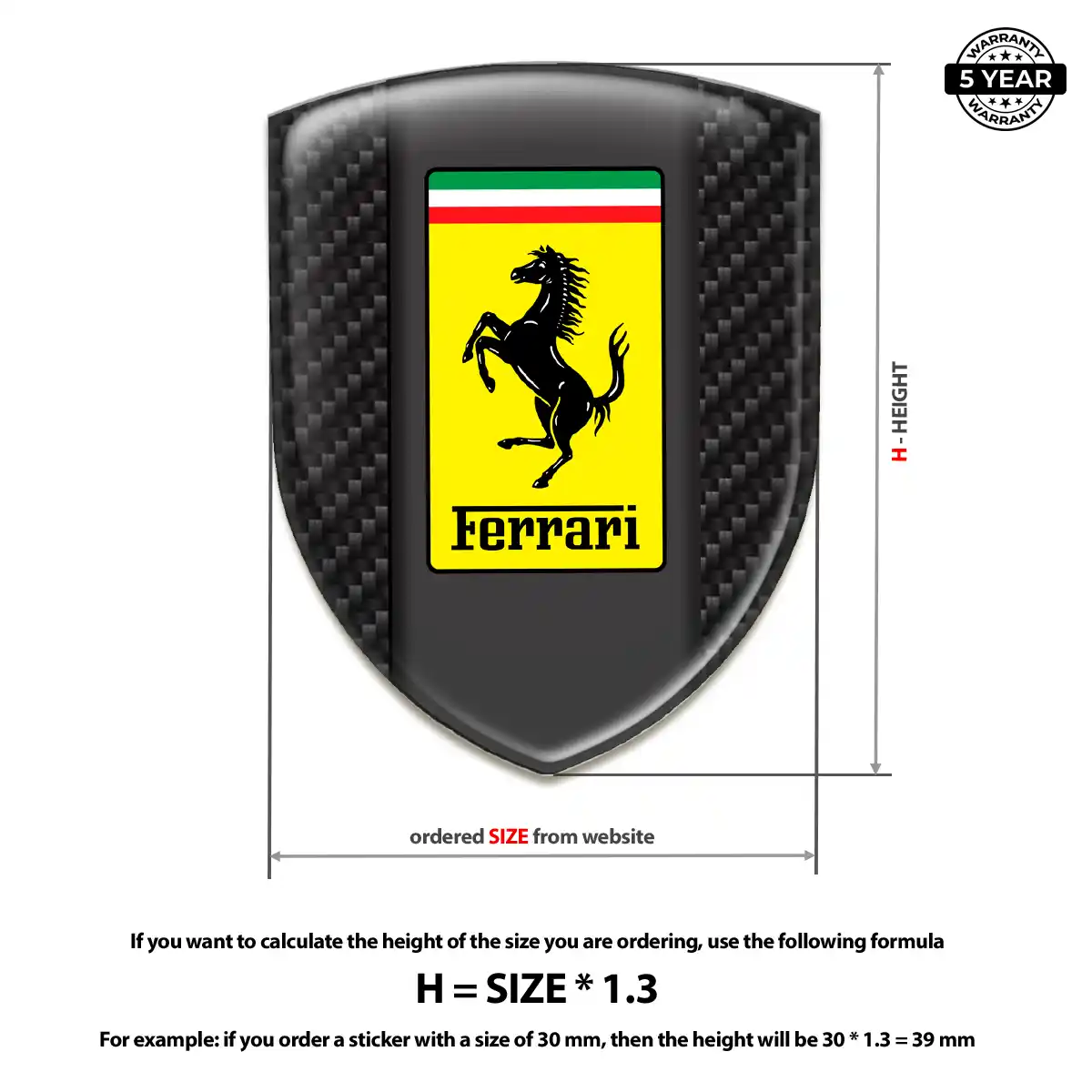 Ferrari Resin Badge Sticker Refined Design